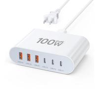 Bloque de cargador rápido USB C de 100 W compacto GaN 6 puertos PD USB C y QC USB A cargador de pared tipo C estación de carga Hub adaptador enchufe cubo ladrillo para iPhone 15 14 13 12 Pro Max iPad