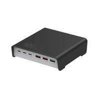 Bloque De Cargador USB C 120W, Escritorio 6 Puertos, Estación Carga Tipo Súper Rápida, Concentrador, Cable Extensión 5 Pies(Black)