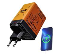 Bloque de cargador USB C: adaptador rápido de doble puerto, salida múltiple retráctil, solución de carga rápida, fuente de alimentación para computadora portátil, diseño compacto | Para dispositivos e