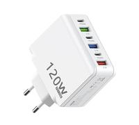 Bloque De Cargador USB C, Bloque De Carga Tipo C - Concentrador De Cargador De Pared 120W - Hub De Bloque De Cargador Multipuerto, Estación De Carga Rápida USB Con 3 USB C Y 3 USB A Para Ord