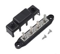 Bloque de conexiones de barra colectora resistente de 250 A con terminales de cobre puro para coche, camión, caravana, barco, yate, organización de cableado de panel solar (M8 negro)
