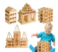 Bloque de construcción de madera: fomento de pensamiento crítico bebé | Los bloques aseguran el juguete sensorial de apilamiento de seguridad | El enfoque mejora la construcción natural de Woodeen par