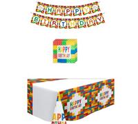 Bloque de construcción, decoración de cumpleaños, vajilla de fiesta, servilletas, mantel, pancarta, etc. Bloque de construcción, suministros