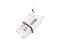 Bloque de corriente USB av. cable de 1,9 m de largo y enchufe Euro, 2 USB-A, blc