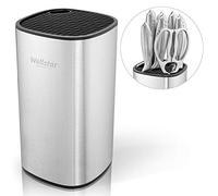 Bloque de cuchillos universal, portacuchillas de acero inoxidable sin cuchillos, ahorro de espacio seguro Almacenamiento estable de cuchillos de gran volumen con tijeras