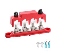 Bloque de distribución de alimentación 12 V-48 V CC Busbar 250 A, bloques de terminales de barra colectora con 4 x M8 Terminal de Bolts para coche, camión o barco (rojo)