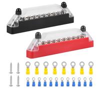 Bloque de distribución de barras colectoras de 12 V-48 V CC, caja BusBar de 150 A con 6 pernos de terminales M8 y 2 pernos de terminales M6, bloque de distribución de 150 A para camiones, autobuses,