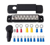 Bloque de distribución de corriente con 12 conexiones, barra colectora con cubiertas y arandela de seguridad, potencia nominal de 180 amperios, bloque de distribución de cableado solar