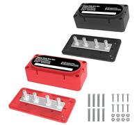 Bloque de distribución de corriente de alta resistencia, 300 A, 12 V, con bloque de terminales de 4 postes, 5/16 pulgadas (M8), con cubierta para automóvil, azul marino, sistema de batería (negro y