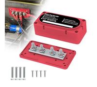 Bloque de distribución de corriente de alta resistencia, 300 A, 12 V, con bloque de terminales de 4 postes, 5/16 pulgadas (M8), con cubierta para automóvil, azul marino, sistema de batería (rojo)