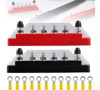 Bloque de distribución de energía de 150 A para barra colectora, bloque de distribución de energía con 6 pernos de conexión M6 para autobús, coche, barco, autocaravana, 6 pines, color rojo y negro