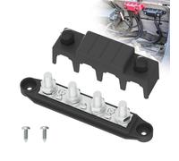 Bloque de distribución de energía de 250 A 12 V con bloque de terminales de 4 postes de 3/8 pulgadas (M10) con cubierta para automoción, marino, sistema de batería (negro)