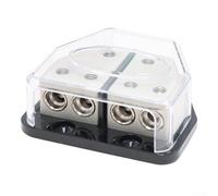 Bloque de distribución de energía fusionado para sistemas de audio marino de automóvil, amplificadores de 4 vías divisor de alambre con cubierta protectora calibre 2-8 compatible con automóviles
