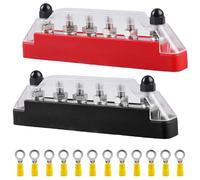 Bloque de distribución de energía para barra colectora de 2 unidades, 150 A, bloque de distribución de energía, caja con 6 pernos de conexión M6, bloque de distribución de corriente, corriente de