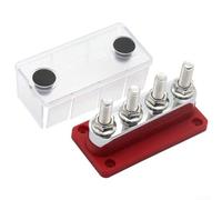 Bloque de distribución de energía para sistemas de 48 V CC 600 A barra colectora con 4 postes de 3/8 pulgadas diseñado para uso automotriz industrial y de vehículos comerciales (rojo)