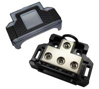 Bloque de distribución de portafusibles de potencia de audio con caja de conexiones de coche, soporta calibre de alambre de 0 a 4 AWG, construcción de aleación de zinc para aplicaciones automotrices