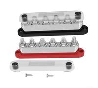 Bloque de distribución de tromo 600 A para 48 V CC y 300 V CA, barra colectora de cobre galvanizado, con 38 conexiones, robusta barra de bus para sistema solar, batería marina (negro)