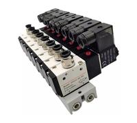 Bloque de electroválvula neumática 3V210-08, 220 V, 24, opción múltiple, con silenciador, base montaje, colector, 2/3/4/5/6 filas, 3 puertos(5 Row 8mm Fitting)
