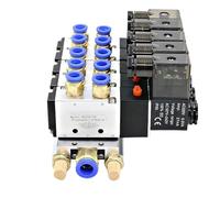 Bloque de electroválvula neumática 4V210-08, 12/24 V CC, opción múltiple, con silenciador, base de montaje, colector de 2/3/4/6 vías(2 Row 6mm fitting,DC12V)