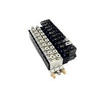 Bloque de electroválvula neumática 4V210-08, multiopción, CA 110 V/220 V, con silenciador y colector de base de 2, 3, 4 y 6 vías(10 ROW,AC220V w 6mm)