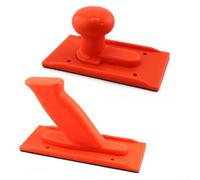 Bloque de empuje de seguridad para carpintería, juego de 2 empuñaduras ergonómicas de plástico ABS con mango antideslizante para sierra de mesa, cepilladora, ensambladora, naranja, rojo y amarillo