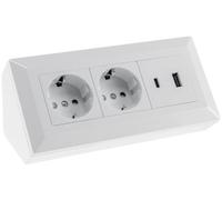 Bloque de enchufe de 2 vías, USB-A+C, blanco 4250416339393