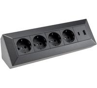Bloque de enchufe de 4 vías, USB-A+C, antraz