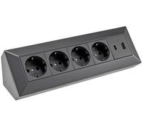 Bloque de enchufe de 4 vías, USB-A+C, negro 4250416341440