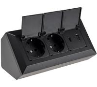 Bloque de enchufes de 2 vías, USB-A+C, negro 4250416342935