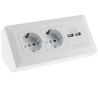 Bloque de toma de corriente de 2 vías + 2 USB, bla
