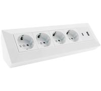 Bloque de enchufe de 4 vías, USB-A+C, blanco