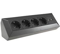 Bloque de enchufe de 4 vías +2x USB, antracita