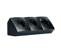 Bloque de enchufes Tomas bajo encimera | Estilo | Toma de esquina de 3 vías + USB-C/A, cable de 15 cm con bornera, 230V~ / 16A, superficie, negro mate