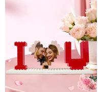 Bloque de fotos de ladrillo de construcción personalizado, rompecabezas de ladrillo con texto en inglés "I Love You", imagen en forma de corazón, regalo de San Valentín, cumpleaños, para amantes