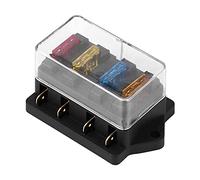 Bloque de fusible, soporte de bloque de caja de fusibles de hoja de caja de fusibles de coche de 4 vías de circuito de 12-24 V con fusible 5A + 10A + 15A + 20A