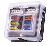 Bloque de fusibles de 6 vías, fusible de hoja de 12 V, 6 circuitos ATC/ATO, impermeable, soporte de caja de fusibles con indicador LED, cubierta impermeable para 12 V/24 V, camión, barco, caravana,