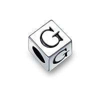 Bloque De La Letra G Del Alfabeto Inicial Del Encanto De Cuentas Para Las Mujeres Para Adolescentes .925 Plata Esterlina Para Pulsera Europea