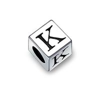 Bloque De La Letra K Alfabeto Inicial Del Encanto De Cuentas Para Las Mujeres Para Adolescentes .925 Plata Esterlina Para Pulsera Europea