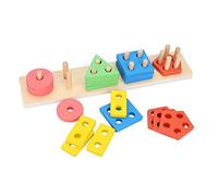 Bloque de Madera, Bloque de Madera para Bebés, de Juguete de Tablero Geométrico para Niños para Educación Preescolar, Seguro, No Tóxico con 5 Formas en Colores
