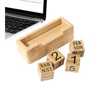 Bloque de madera calendario - Calendario de escritorio en bloque, durabilidad en su mejor momento, bloques creativos con patrón numérico, calendario vintage, casa de campo