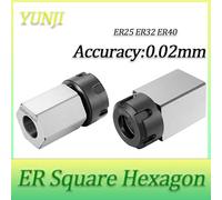 Bloque de mandril cuadrado ER25 ER32 ER40 de acero duro con resorte hexagonal ER for torno CNC, soporte de herramienta for máquina de grabado y corte.(Square,ER25)