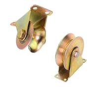 Bloque de polea cuerda pequeña con ranura en V/U, rueda servicio pesado para grúas elevación, ruedas acero puertas corredizas y ejercicios, capacidad carga 200 kg 2 pcs 3.5"(90mm-V)