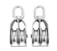 Bloque de Polea Doble, 360 Grados Giratorio Versátil 400 KG Carga M50 Bloque de Polea Doble 2 Piezas para Interior y Exterior