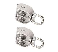 Bloque de Polea Mrisata, 2 uds., Polea Doble de Acero Inoxidable M25, Bloque de Polea Doble, Rodillo de Rueda de Polea de Rodamiento de 150kg