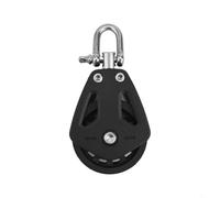 Bloque de polea pesada individual para accesorios marinos con construcción de nailon y rodamientos giratorios adecuado para líneas de 10 mm de diámetro, carga de trabajo de 460 kg