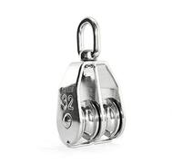 Bloque de poleas, M32 Rodillo de polea giratoria doble, 1 pieza de acero inoxidable para elevar cuerda elevadora yate