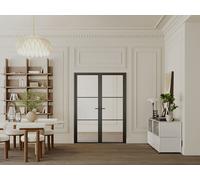 Bloque de puerta doble reversible de aluminio y vidrio templado - 2 x Alt. 204 x An. 93 cm - Negro - MASERU