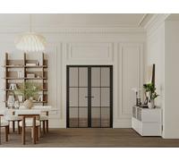 Bloque de puerta doble reversible de aluminio y vidrio templado ahumado - 2 x Alt. 204 x An. 73 cm - Negro - SEROTO