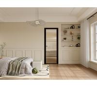 Bloque de puerta reversible de aluminio y vidrio templado texturizado - Alt. 204 x An. 73 cm - Negro - LOXTON