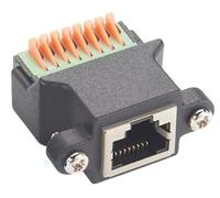 Bloque de terminales de tornillo hembra RJ45 Ethernet RJ45 8P8C a adaptador de abrazadera sin soldadura de resorte rápido